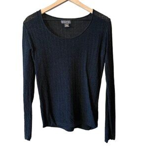 Women's L Banana Republic Knit Thermal Long Sleeve Top Scoop Neck